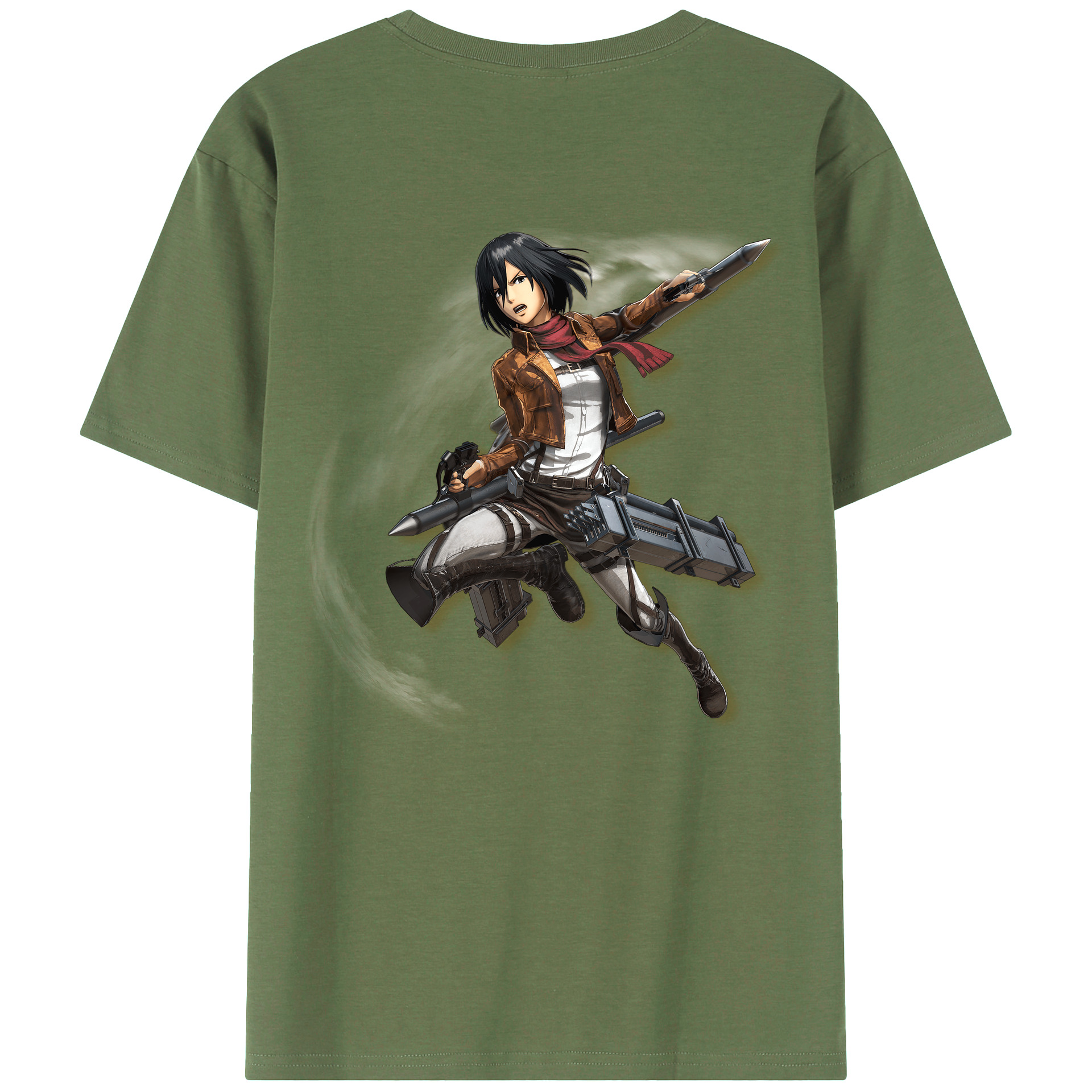 （画像用） 進撃の巨人 ミカサ·アッカーマン Attack on Titan Mikasa Ackerman 綿100％ メンズ半袖Tシャツ（バックプリント） 通気性